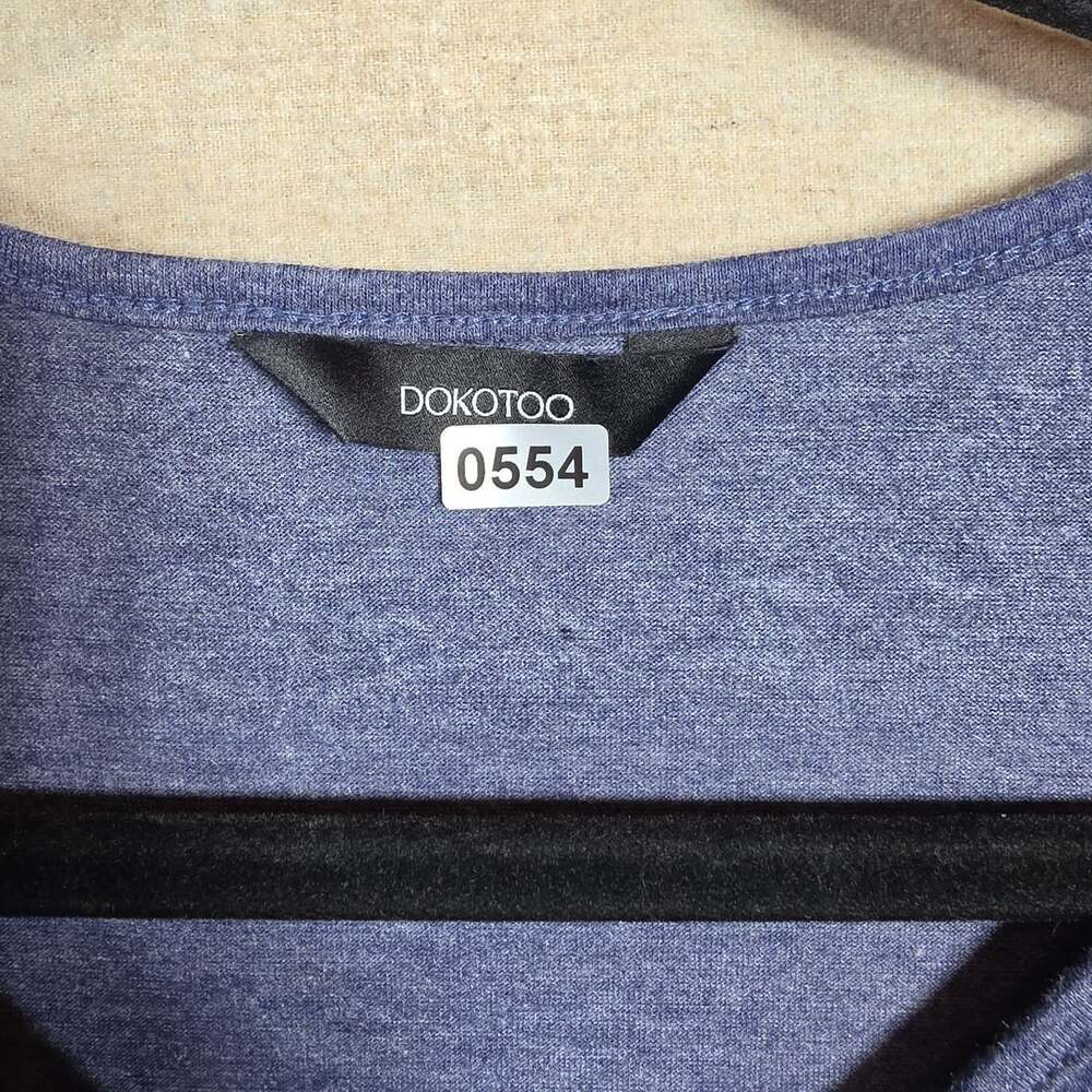 Dokotoo Shirt Womens Size Small Blue Ruffle Short Sleeve Knit Tunic - Picture 2 of 8
